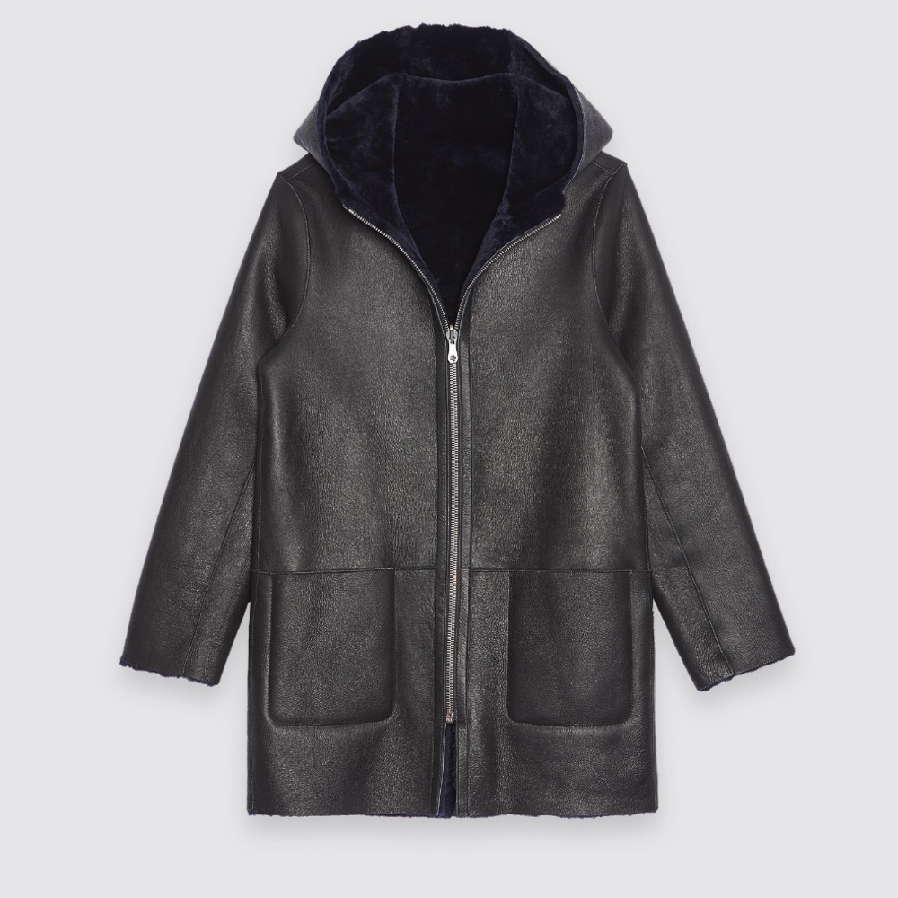 NWT Sandro Reversible Shearling Fur Coat